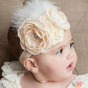 Ivory floral Easter headband bow birthday hair accessories photoshoot flower